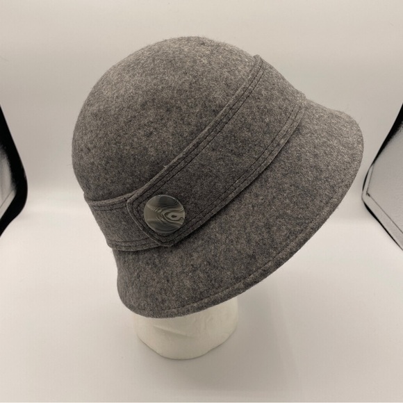 Gray Wool Hat With Button Detail - Picture 3 of 7